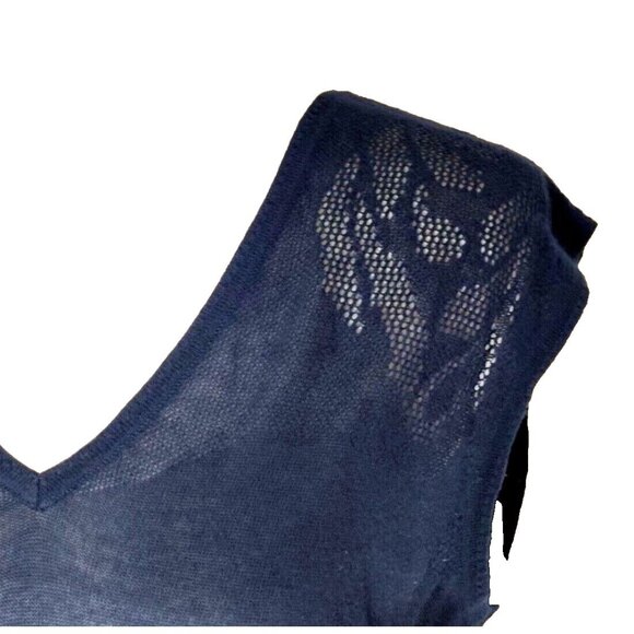 Ann Taylor Sleeveless Knit Top S Navy Lightweight Cotton - Picture 4 of 9